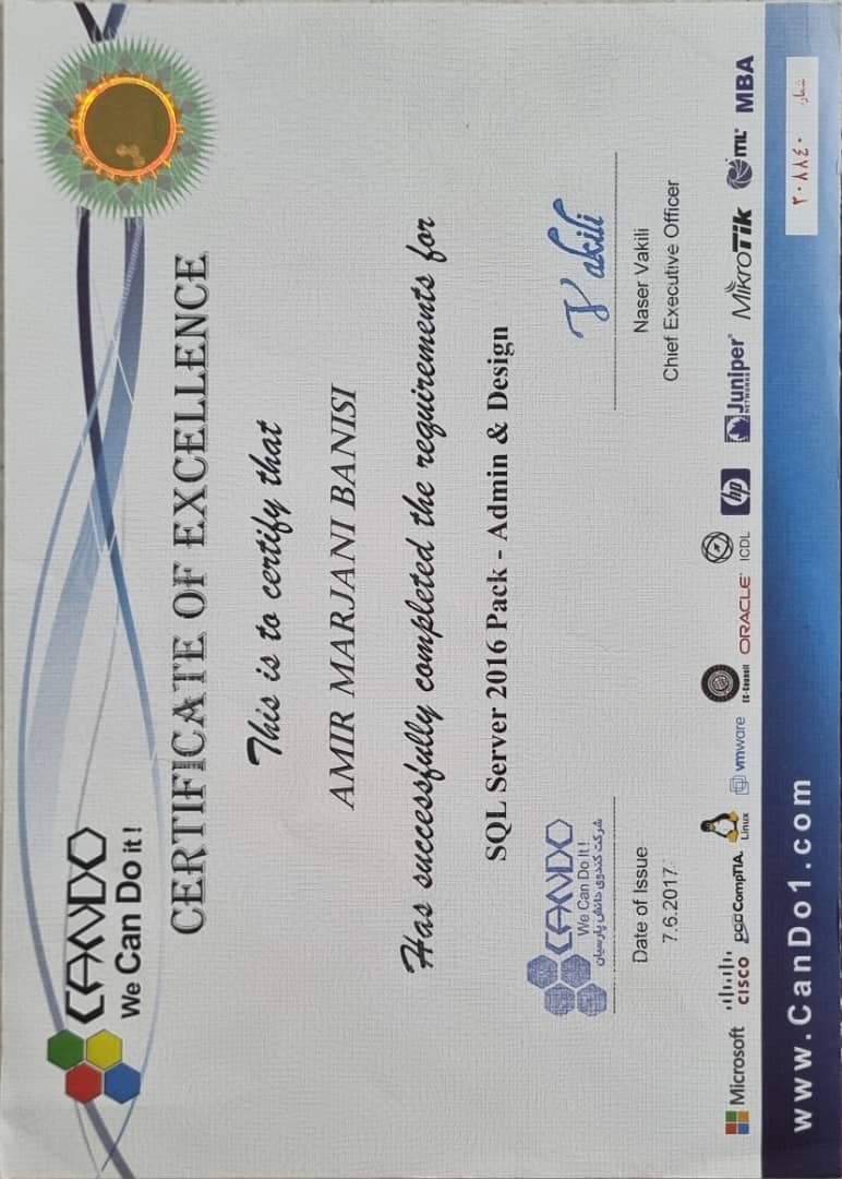 SQL Server 2016 Pack - Admin & Design certificate